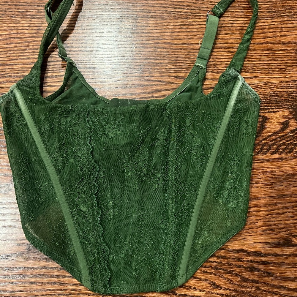 Urban Outfitters Forest Green Lace Bodysuit
